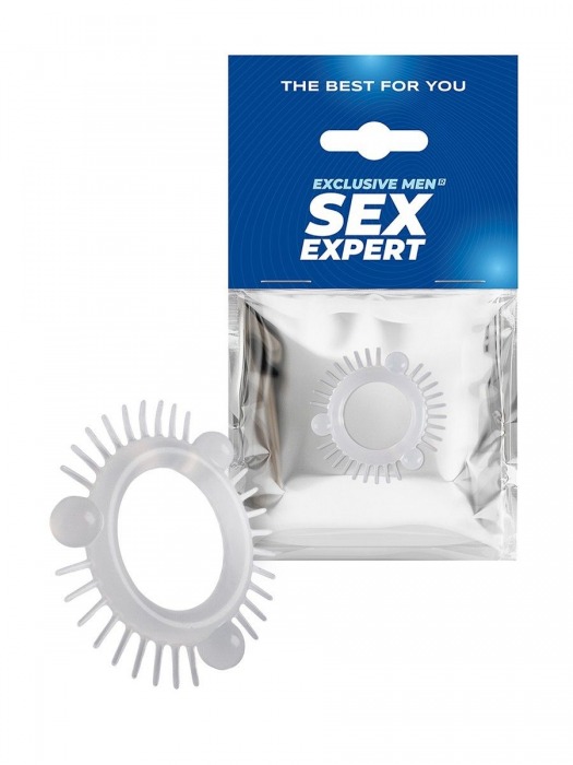 Эластичное эрекционное кольцо с 3 шариками и шипами - Sex Expert - в Смоленске купить с доставкой