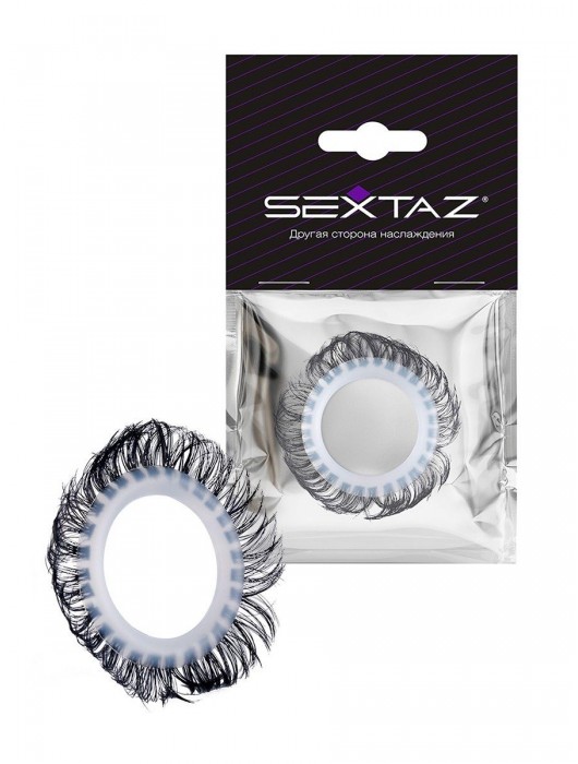 Эластичное эрекционное колечко с черными «ресничками» - Sextaz - в Смоленске купить с доставкой