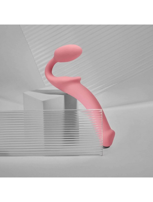 Розовый безремневой страпон Strap-on-me Semi-Realistic Bendable Strap-On size L - Strap-on-me - купить с доставкой в Смоленске