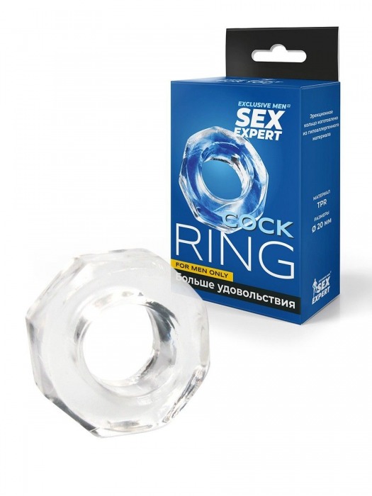 Прозрачное эрекционное кольцо в форме гайки - Sex Expert - в Смоленске купить с доставкой