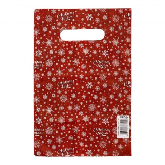 Красный подарочный новогодний пакет с вырубной ручкой (20х30 см) - Сима-Ленд - купить с доставкой в Смоленске