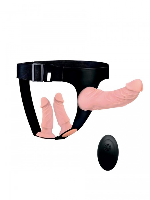 Женский страпон с 3 насадками и вибрацией - Erowoman-Eroman - купить с доставкой в Смоленске