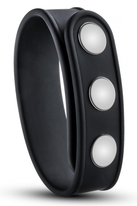 Черное эрекционное кольцо на кнопках - Blush Novelties - в Смоленске купить с доставкой