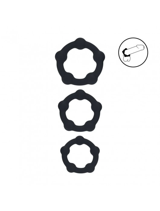 Набор из 3 эрекционных колец Beaded Silicone Cockring Set - Shots Media BV - в Смоленске купить с доставкой