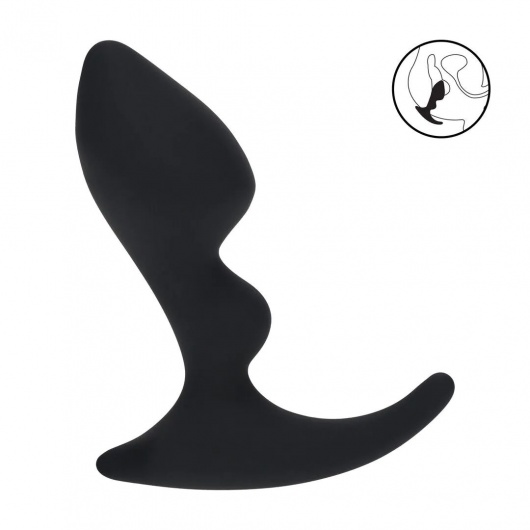 Черная анальная пробка для массажа простаты Double Ripple Silicone Prostate Massager - Shots Media BV - в Смоленске купить с доставкой