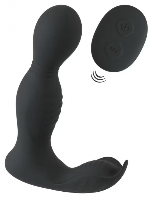 Черная анальная пробка с вибрацией, вращением и пультом ДУ RC Butt Plug with 2 Functions - Orion - в Смоленске купить с доставкой