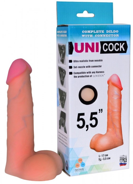 Фаллическая насадка Харнесс UNICOCK 5,5  - 17 см. - LOVETOY (А-Полимер) - купить с доставкой в Смоленске