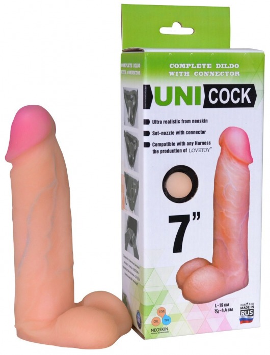 Фаллическая насадка Харнесс UNICOCK 7  - 19 см. - LOVETOY (А-Полимер) - купить с доставкой в Смоленске