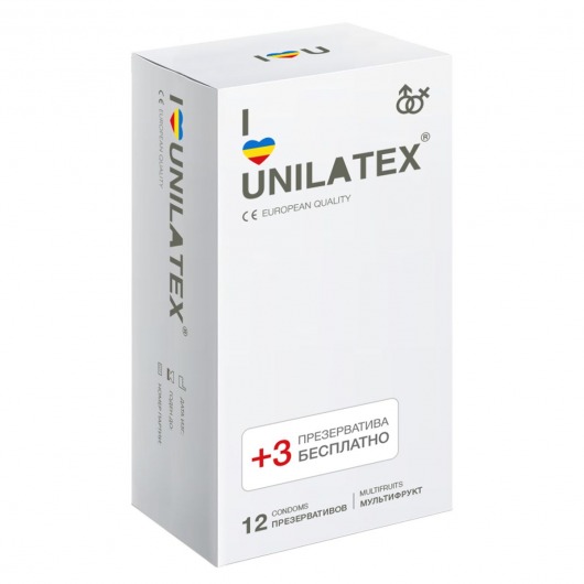 Разноцветные ароматизированные презервативы Unilatex Multifruit  - 12 шт. + 3 шт. в подарок - Unilatex - купить с доставкой в Смоленске