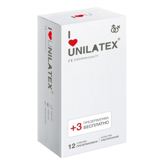 Ультратонкие презервативы Unilatex Ultra Thin - 12 шт. + 3 шт. в подарок - Unilatex - купить с доставкой в Смоленске