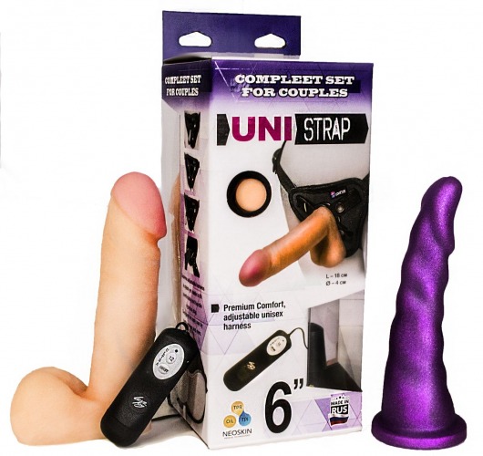 Вибрострапон с двумя насадками UniStrap - 18 и 18 см. - LOVETOY (А-Полимер) - купить с доставкой в Смоленске