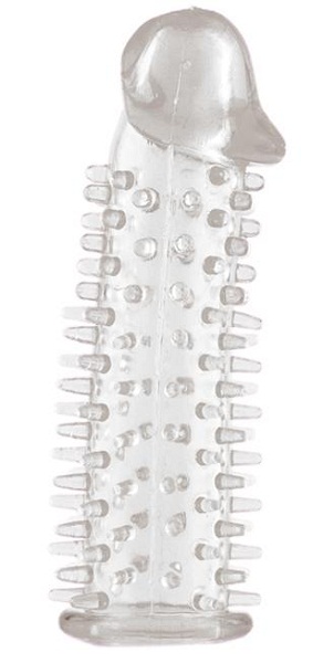 Прозрачная насадка на половой член с закрытой головкой и шипами - 12,5 см. - Toyfa Basic - в Смоленске купить с доставкой