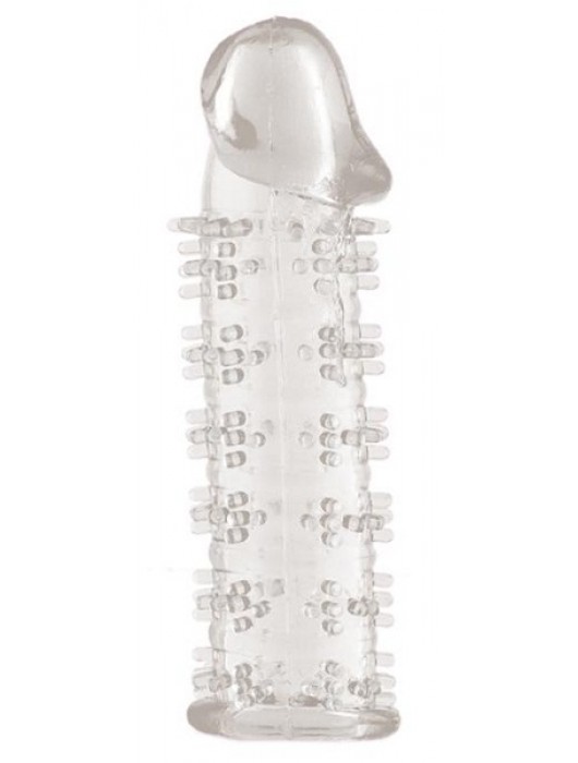 Гелевая прозрачная насадка с шипами - 12 см. - Toyfa Basic - в Смоленске купить с доставкой