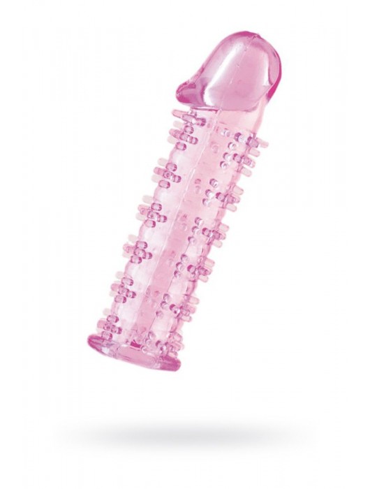 Гелевая розовая насадка на фаллос с шипами - 12 см. - Toyfa Basic - в Смоленске купить с доставкой