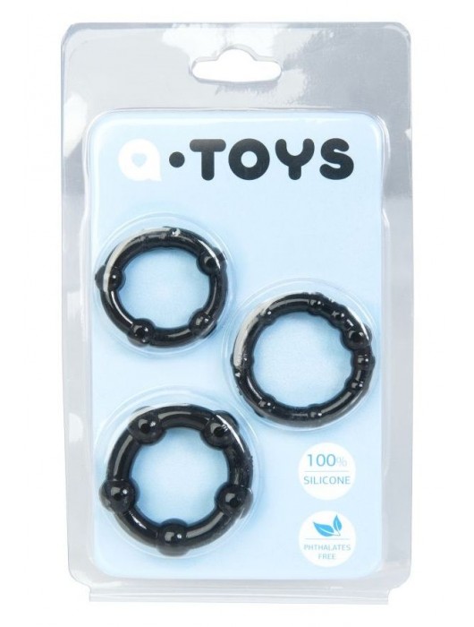Набор из 3 чёрных эрекционных колец A-toys - A-toys - в Смоленске купить с доставкой