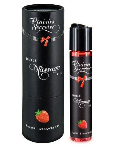 Массажное масло с ароматом клубники Huile de Massage Gourmande Fraise des Bois - 59 мл. - Plaisir Secret - купить с доставкой в Смоленске