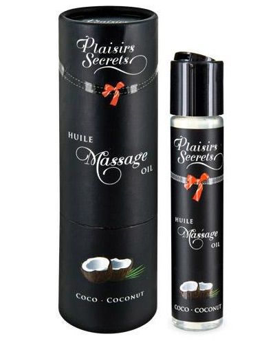 Массажное масло с ароматом кокоса Huile de Massage Gourmande Coco - 59 мл. - Plaisir Secret - купить с доставкой в Смоленске