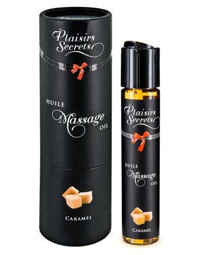 Массажное масло с ароматом карамели Huile de Massage Gourmande Caramel - 59 мл. - Plaisir Secret - купить с доставкой в Смоленске