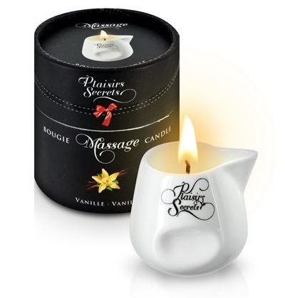 Массажная свеча с ароматом ванили Bougie Massage Gourmande Vanille - 80 мл. - Plaisir Secret - купить с доставкой в Смоленске