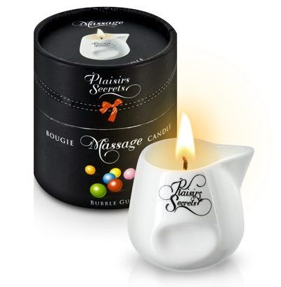 Массажная свеча с ароматом бубль-гума Bougie de Massage Gourmande Bubble Gum - 80 мл. - Plaisir Secret - купить с доставкой в Смоленске