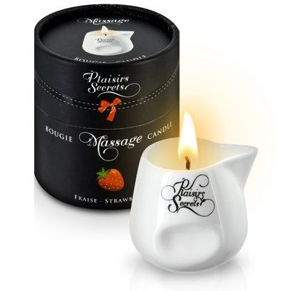 Массажная свеча с ароматом клубники Bougie de Massage Gourmande Fraise - 80 мл. - Plaisir Secret - купить с доставкой в Смоленске