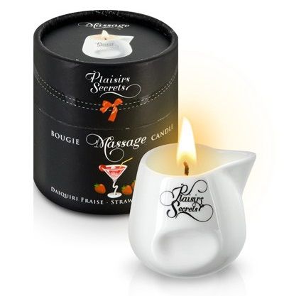 Массажная свеча с ароматом клубничного дайкири Bougie de Massage Daikiri Fraise - 80 мл. - Plaisir Secret - купить с доставкой в Смоленске