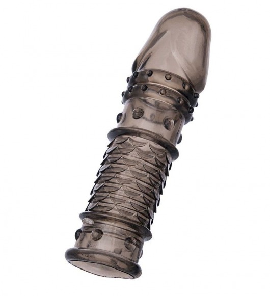 Дымчатая закрытая насадка ToyFa XLover с чешуйками и пупырышками - 13,5 см. - ToyFa - в Смоленске купить с доставкой