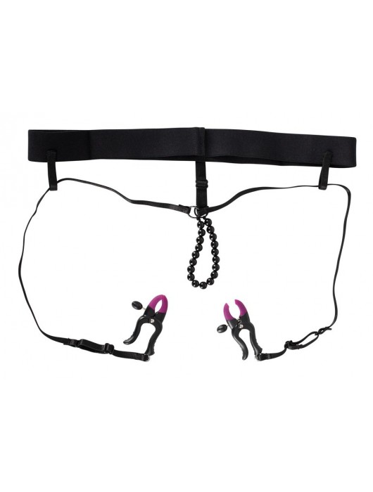 Трусики с зажимами для половых губ и бусинками для массажа промежности - Orion - купить с доставкой в Смоленске