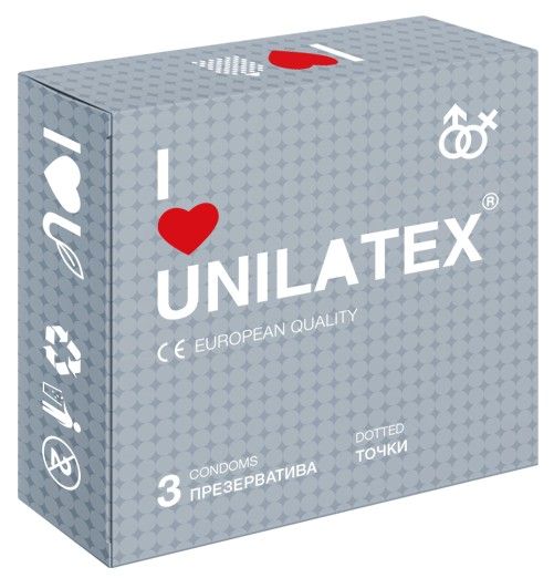 Презервативы с точками Unilatex Dotted - 3 шт. - Unilatex - купить с доставкой в Смоленске