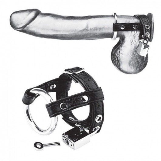 Утяжка на пенис на замочке Duo Cock And Ball Lock - BlueLine - купить с доставкой в Смоленске
