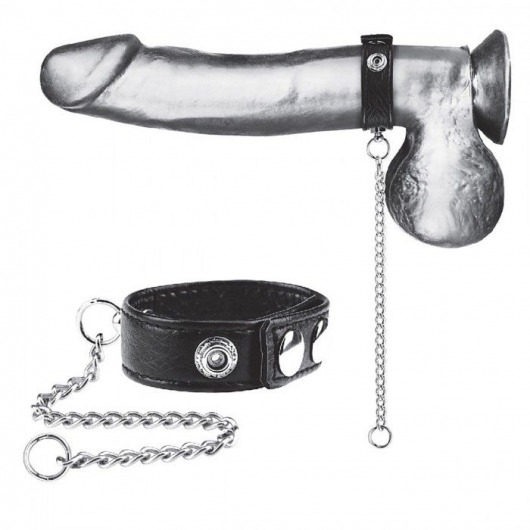 Утяжка на пенис с поводком Snap Cock Ring With 12  Leash - BlueLine - купить с доставкой в Смоленске