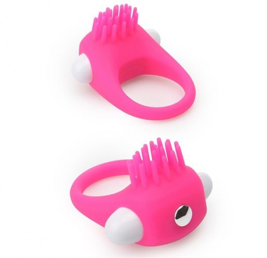 Розовое эрекционное кольцо с щеточкой LIT-UP SILICONE STIMU RING 5 - Dream Toys - в Смоленске купить с доставкой