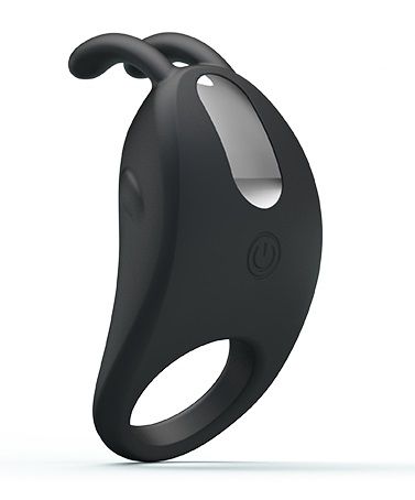Чёрное эрекционное кольцо с вибрацией Rabbit Vibrator - Baile - в Смоленске купить с доставкой
