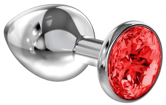 Большая серебристая анальная пробка Diamond Red Sparkle Large с красным кристаллом - 8 см. - Lola Games - купить с доставкой в Смоленске