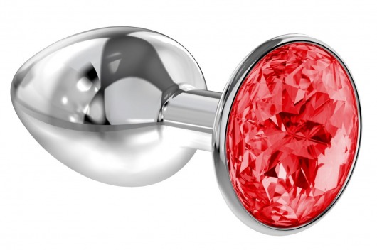 Малая серебристая анальная пробка Diamond Red Sparkle Small с красным кристаллом - 7 см. - Lola Games - купить с доставкой в Смоленске