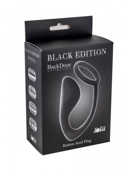 Чёрное эрекционное кольцо с анальной пробкой Button Anal Plug - Lola Games - в Смоленске купить с доставкой