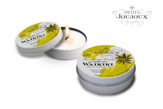 Массажная свеча Petits Joujoux Waikiki Beach с ароматом кокоса и ананаса - 33 гр. - MyStim - купить с доставкой в Смоленске