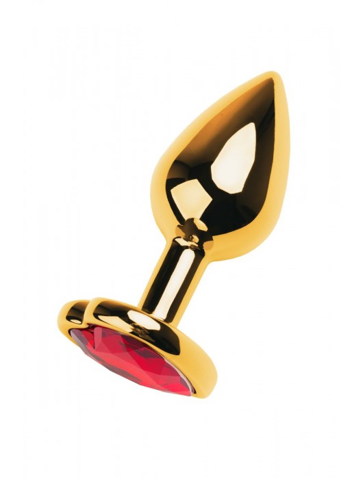 Золотистая анальная пробка с кристаллом-сердцем - 7,5 см. - ToyFa - купить с доставкой в Смоленске