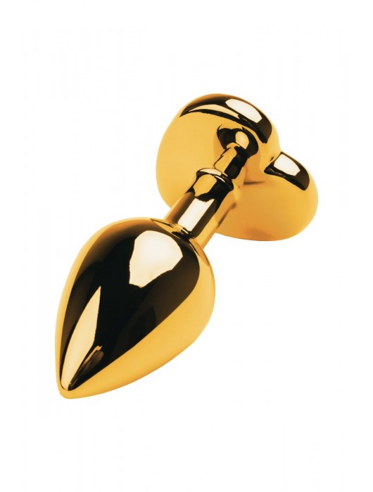 Золотистая анальная пробка с кристаллом-сердцем - 7,5 см. - ToyFa - купить с доставкой в Смоленске