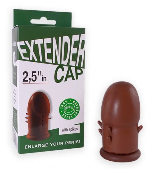 Коричневый латексный удлинитель пениса 2.5 in с шипиками - Sitabella - в Смоленске купить с доставкой