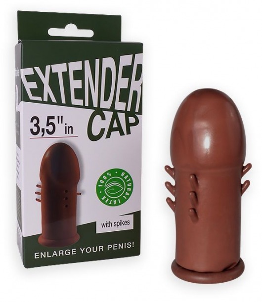 Коричневый латексный удлинитель пениса 3.5 in с шипиками - Sitabella - в Смоленске купить с доставкой