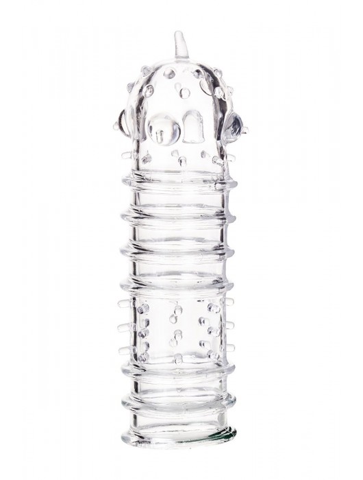 Прозрачная насадка на пенис TOYFA A-Toys с ребрами и точками - 15,3 см. - A-toys - в Смоленске купить с доставкой