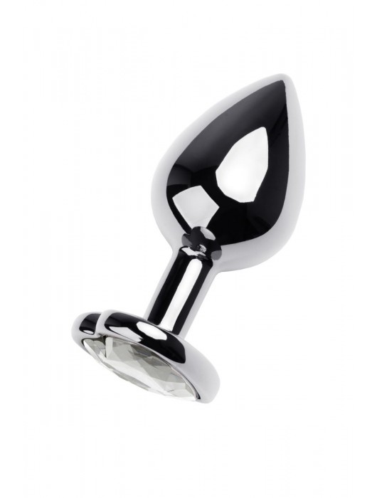 Серебристая анальная пробка с прозрачным кристаллом-сердцем - 8 см. - ToyFa - купить с доставкой в Смоленске