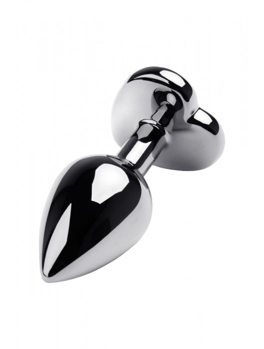 Серебристая анальная пробка с прозрачным кристаллом-сердцем - 8 см. - ToyFa - купить с доставкой в Смоленске