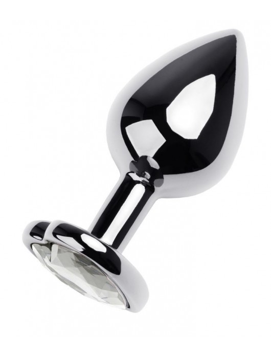 Серебристая анальная пробка с прозрачным кристаллом-сердцем - 8 см. - ToyFa - купить с доставкой в Смоленске