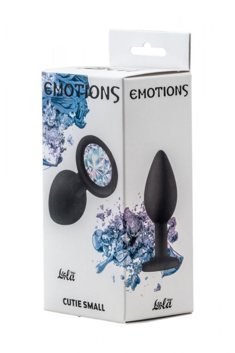 Чёрная анальная пробка Emotions Cutie Small с прозрачным кристаллом - 7,5 см. - Lola Games - купить с доставкой в Смоленске