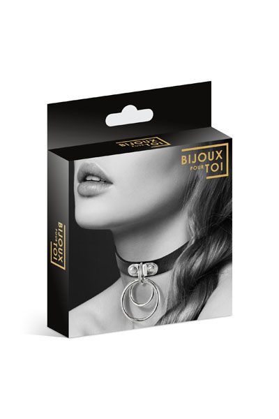 Черный чокер с двумя кольцами - Bijoux Pour Toi - купить с доставкой в Смоленске