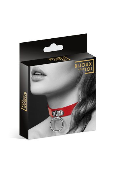 Красный узенький чокер с кольцом - Bijoux Pour Toi - купить с доставкой в Смоленске