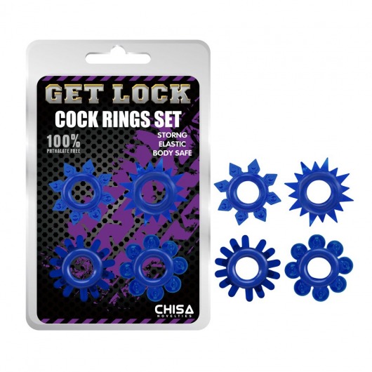 Набор из 4 синих колец Get Lock - Chisa - в Смоленске купить с доставкой