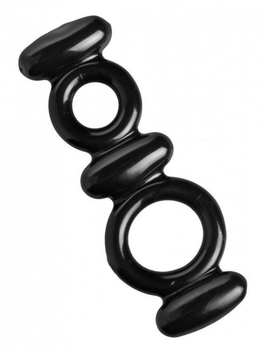 Двойное эрекционное кольцо Dual Stretch To Fit Cock and Ball Ring - XR Brands - в Смоленске купить с доставкой